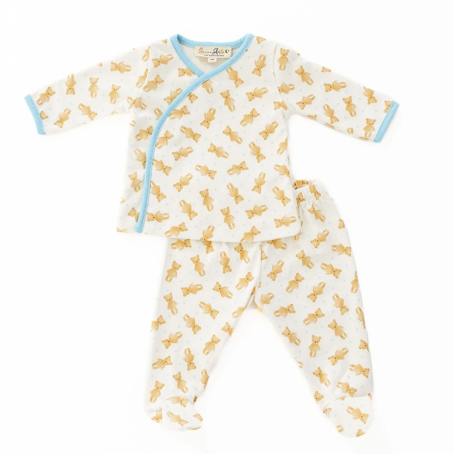 Teddy Kimono Footed Pant Set - Blue By Luna And Arlo 2 Teddy Kimono Footed Pant Set - Blue By Luna And Arlo - Image 2