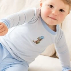 Boots And Blooms Long Pajamas - Light Blue