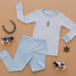Boots And Blooms Long Pajamas - Light Blue -Luna And Arlo Sales Store boots and blooms long pajamas light blue 280734