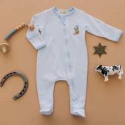 Boots And Blooms Zip Footie - Light Blue -Luna And Arlo Sales Store boots and blooms zip footie light blue 303852