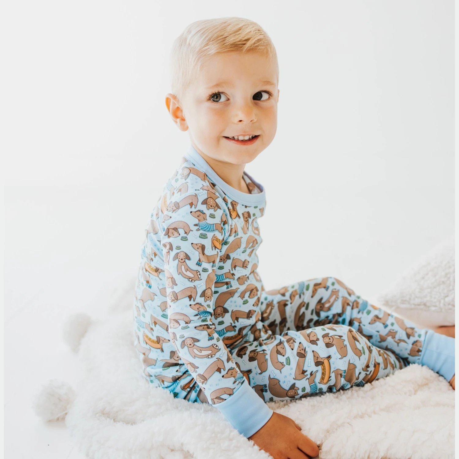 Dachshund Long Pajamas - Blue By Luna And Arlo 1 Dachshund Long Pajamas - Blue By Luna And Arlo