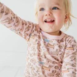 Dachshund Long Pajamas- Dusty Rose By Luna And Arlo