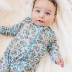 Dachshund Zip Footie - Blue By Luna And Arlo