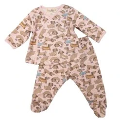 Dachshund Footed Pant Set - Dusty Rose By Luna And Arlo