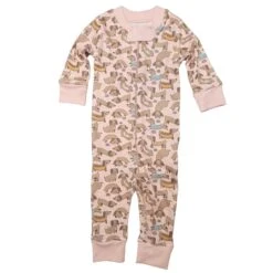 Dachshund Zip Pajamas- Dusty Rose By Luna And Arlo