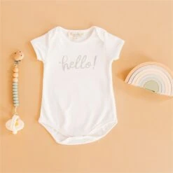 Hello! Bodysuit - Silver By Luna And Arlo -Luna And Arlo Sales Store hello bodysuit silver by luna and arlo 116134