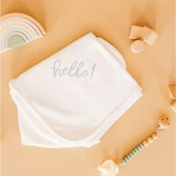 Hello! Receiving Blanket - Silver -Luna And Arlo Sales Store hello receiving blanket silver 548035