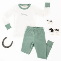 Howdy! Embroidered Long Pajamas - Moss -Luna And Arlo Sales Store howdy embroidered long pajamas moss 182813