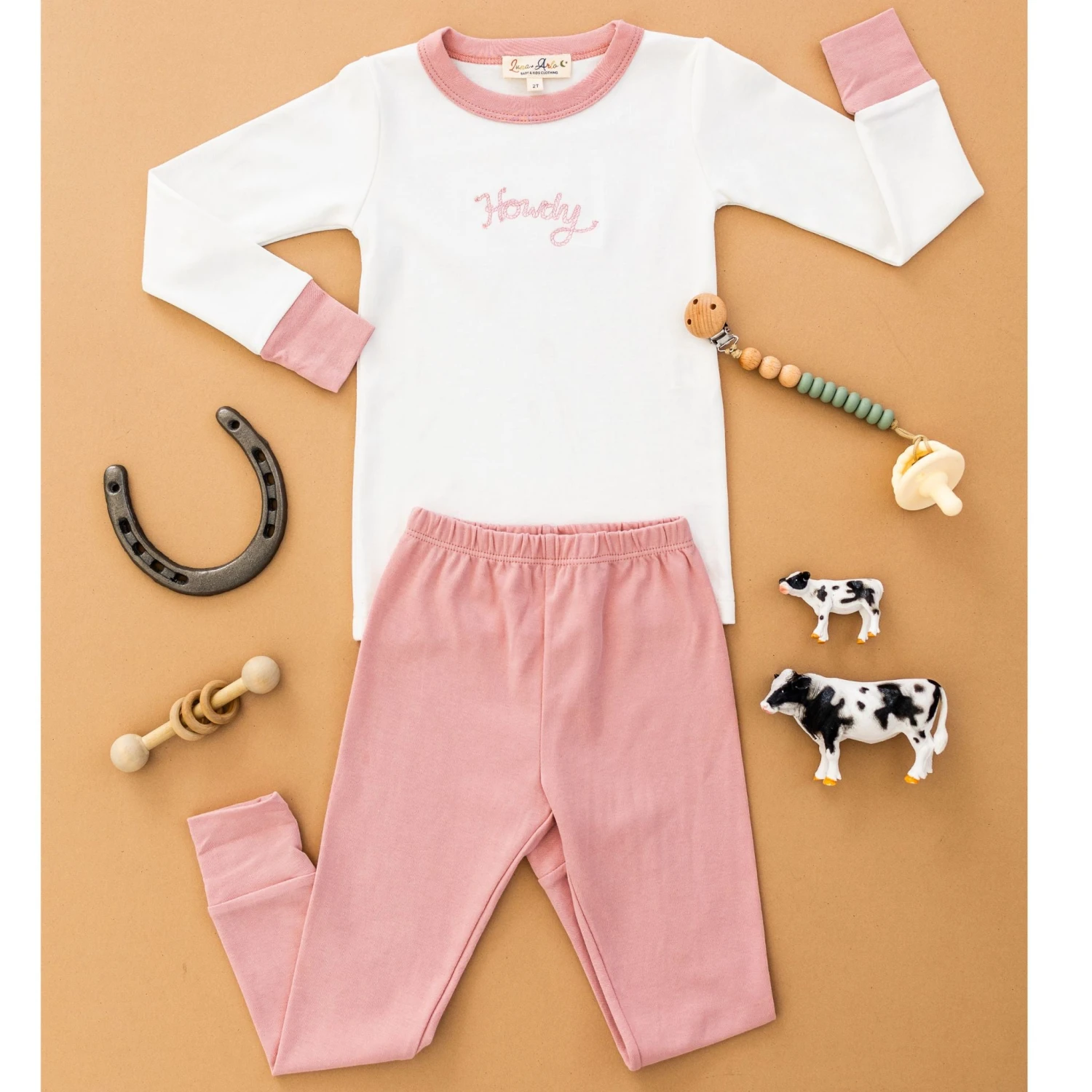Howdy! Long Pajamas - Dusty Rose By Luna And Arlo 5 Howdy! Long Pajamas - Dusty Rose By Luna And Arlo - Image 5