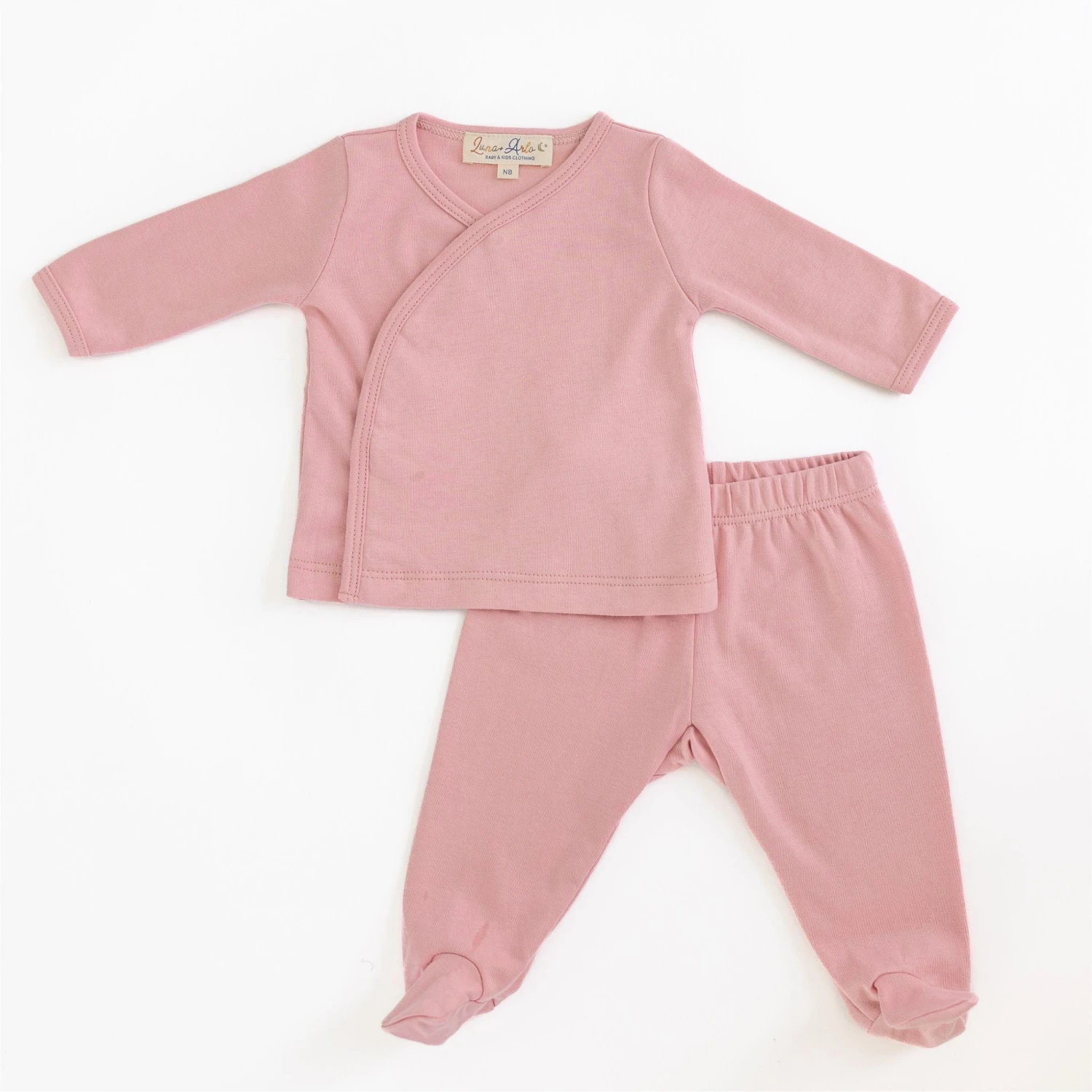 Luna & Arlo Basics Kimono Footed Pant Set - Dusty Rose 1 Luna & Arlo Basics Kimono Footed Pant Set - Dusty Rose