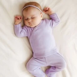 Luna & Arlo Basics Kimono Footed Pant Set - Wisteria