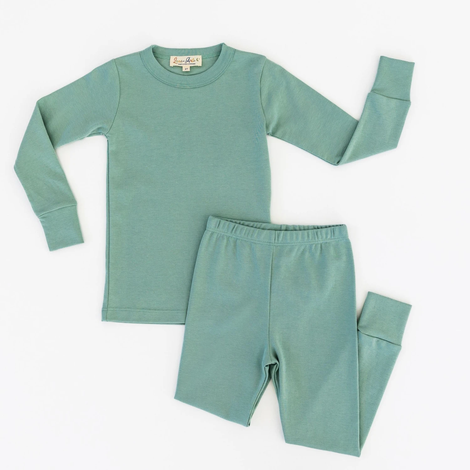Luna & Arlo Basics Long Pajamas - Moss 3 Luna & Arlo Basics Long Pajamas - Moss - Image 3