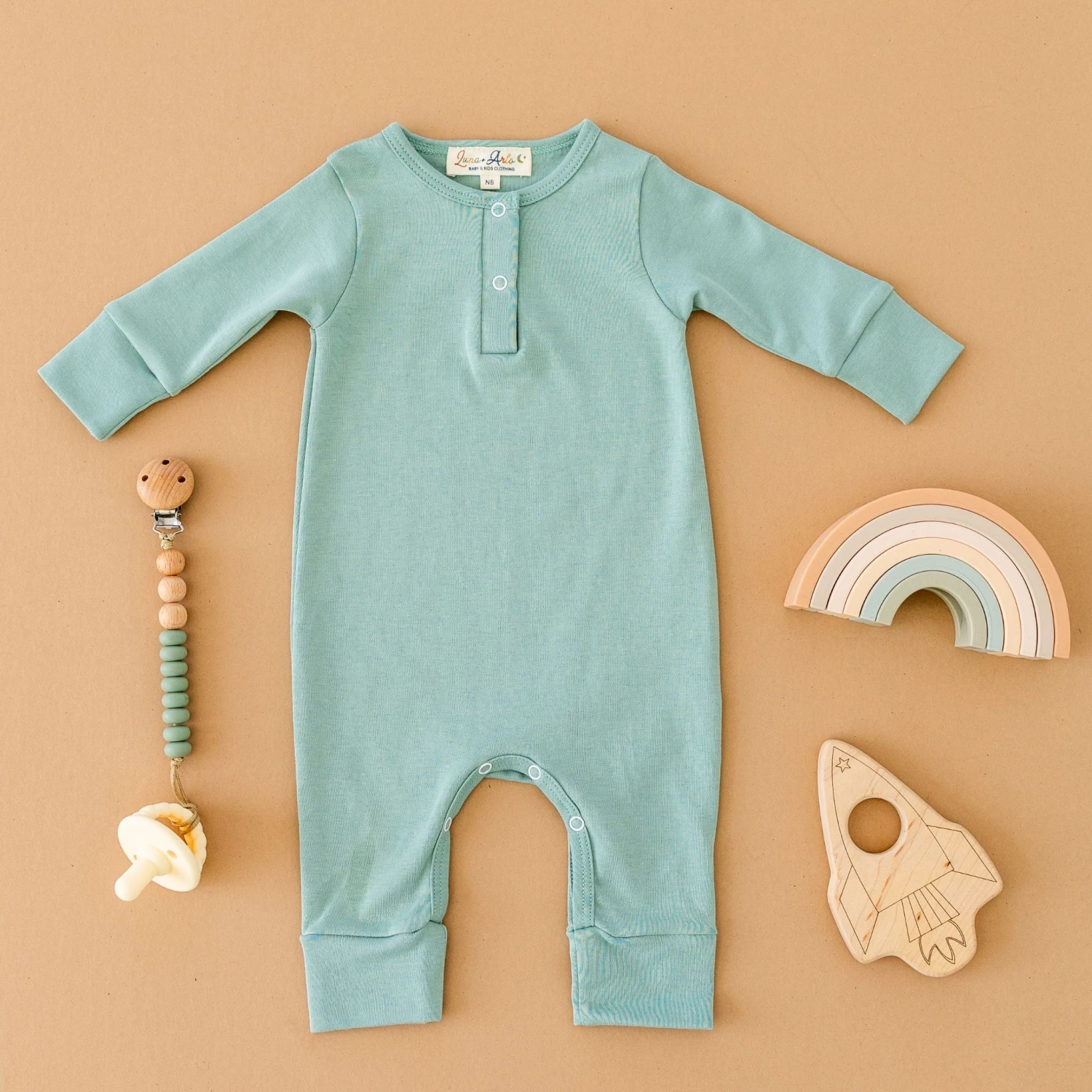 Luna & Arlo Basics Playsuit - Moss 4 Luna & Arlo Basics Playsuit - Moss - Image 4