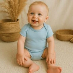 Luna & Arlo Basics Short Sleeve Bodysuit - Sky