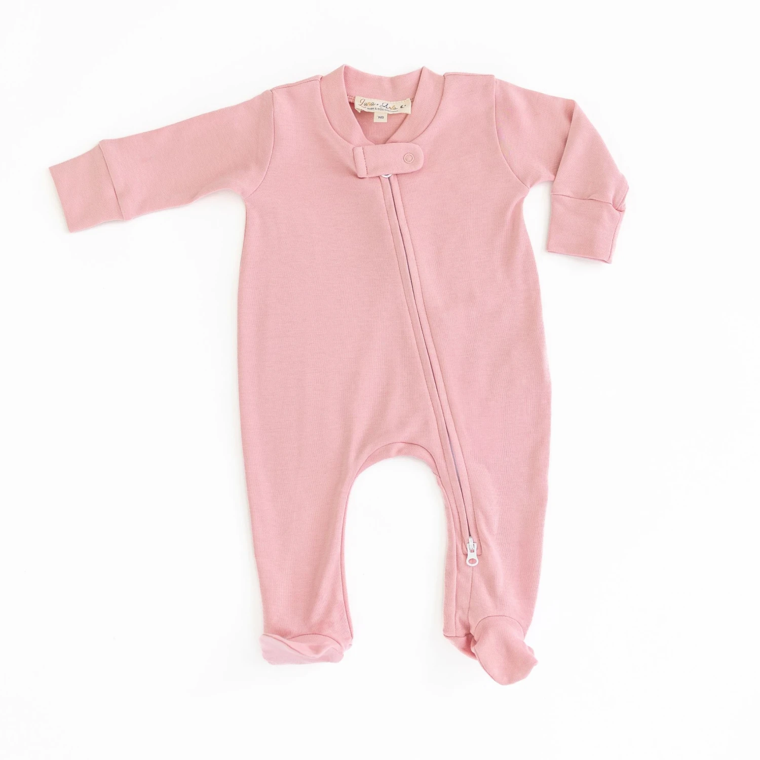 Luna & Arlo Basics Zip Footie - Dusty Rose 6 Luna & Arlo Basics Zip Footie - Dusty Rose - Image 6