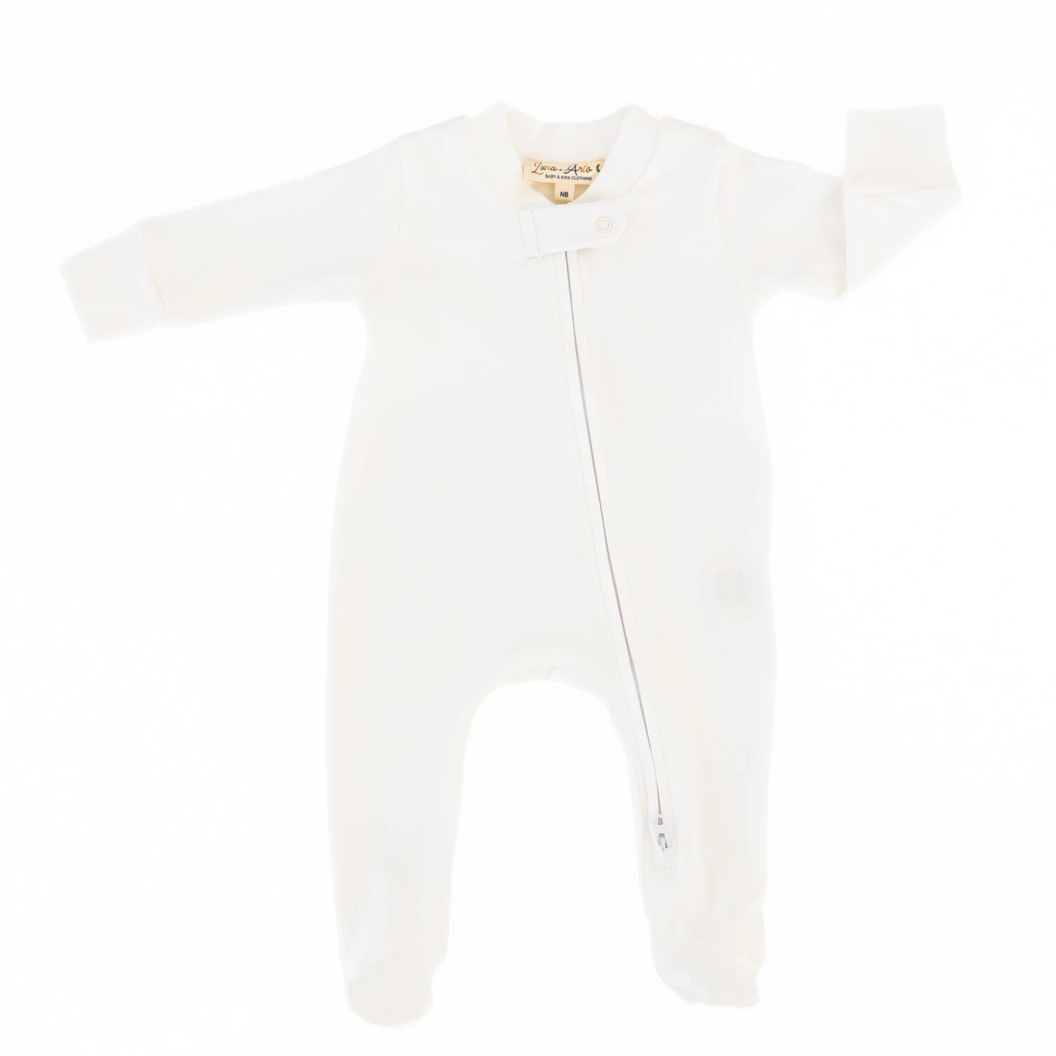Luna & Arlo Basics Zip Footie - Ivory 5 Luna & Arlo Basics Zip Footie - Ivory - Image 5