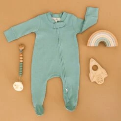 Luna & Arlo Basics Zip Footie - Moss -Luna And Arlo Sales Store luna arlo basics zip footie moss 257324