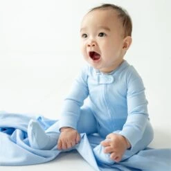 Luna & Arlo Basics Zip Footie - Sky