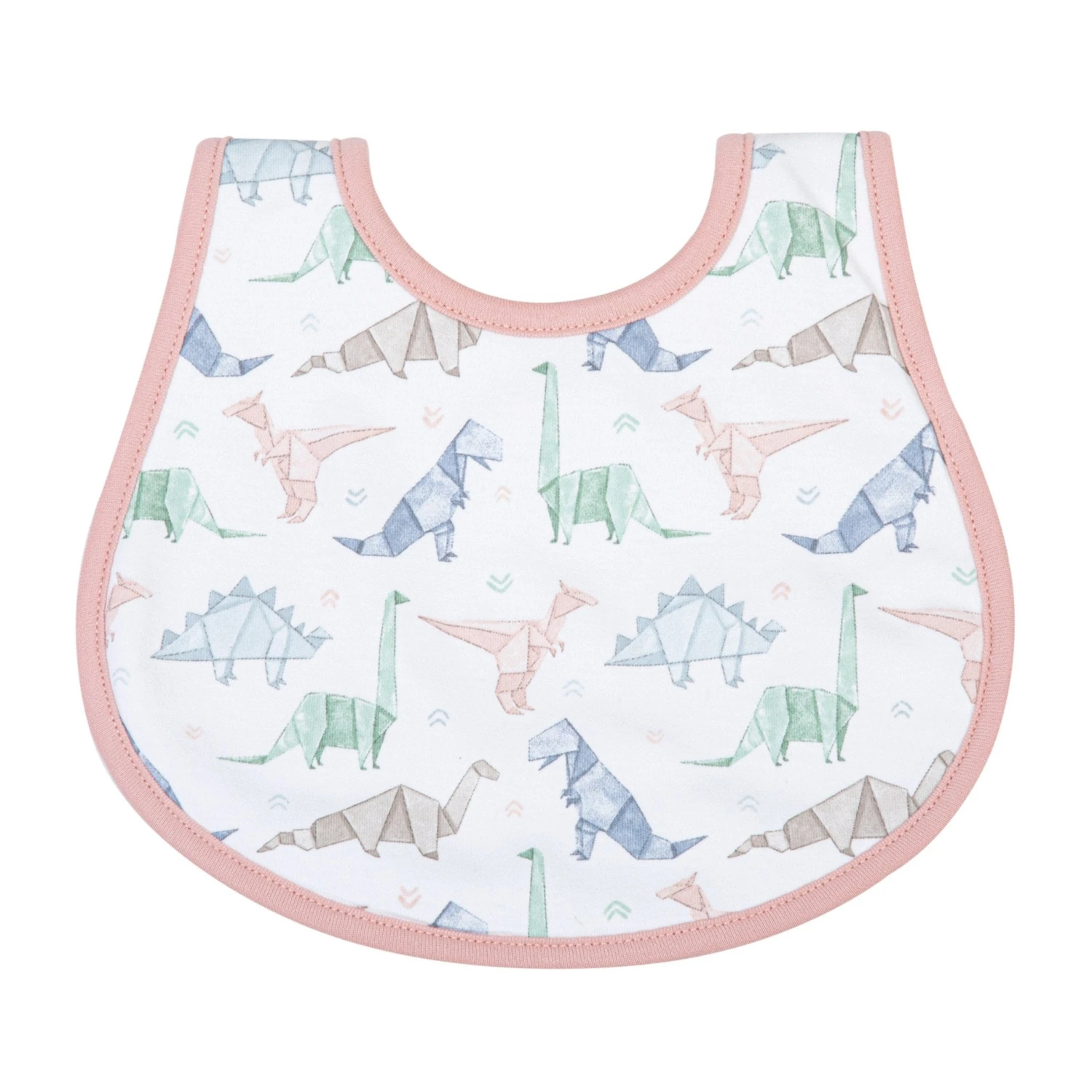 Origami Dinos Bib - Pink 1 Origami Dinos Bib - Pink