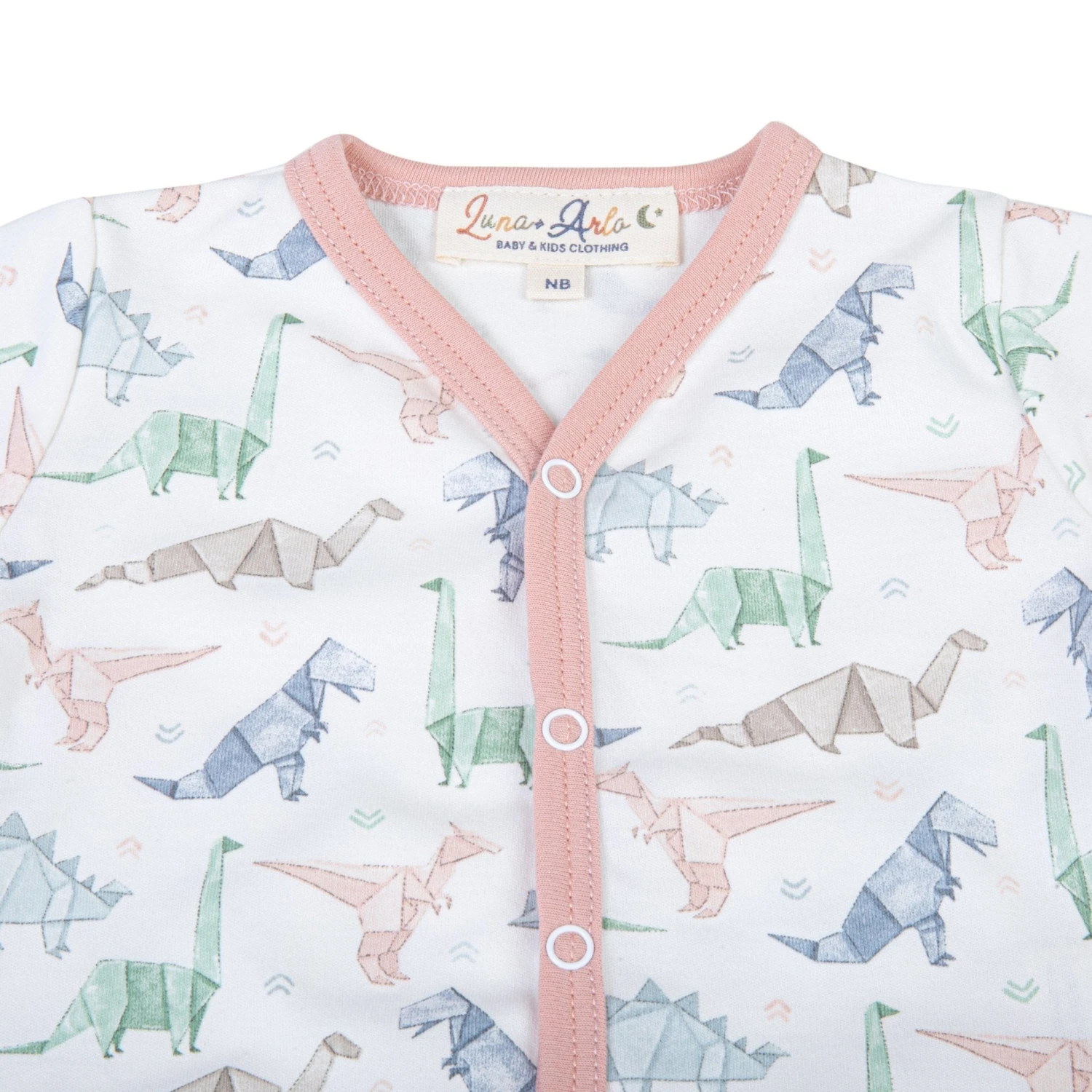 Pink Origami Dinos Bodysuit By Luna And Arlo 2 Pink Origami Dinos Bodysuit By Luna And Arlo - Image 2