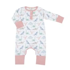Pink Origami Dinos Playsuit By Luna And Arlo
