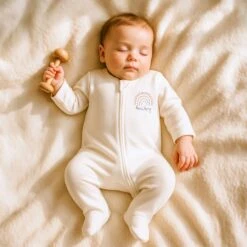 Rainbow Baby Zip Footie By Luna And Arlo