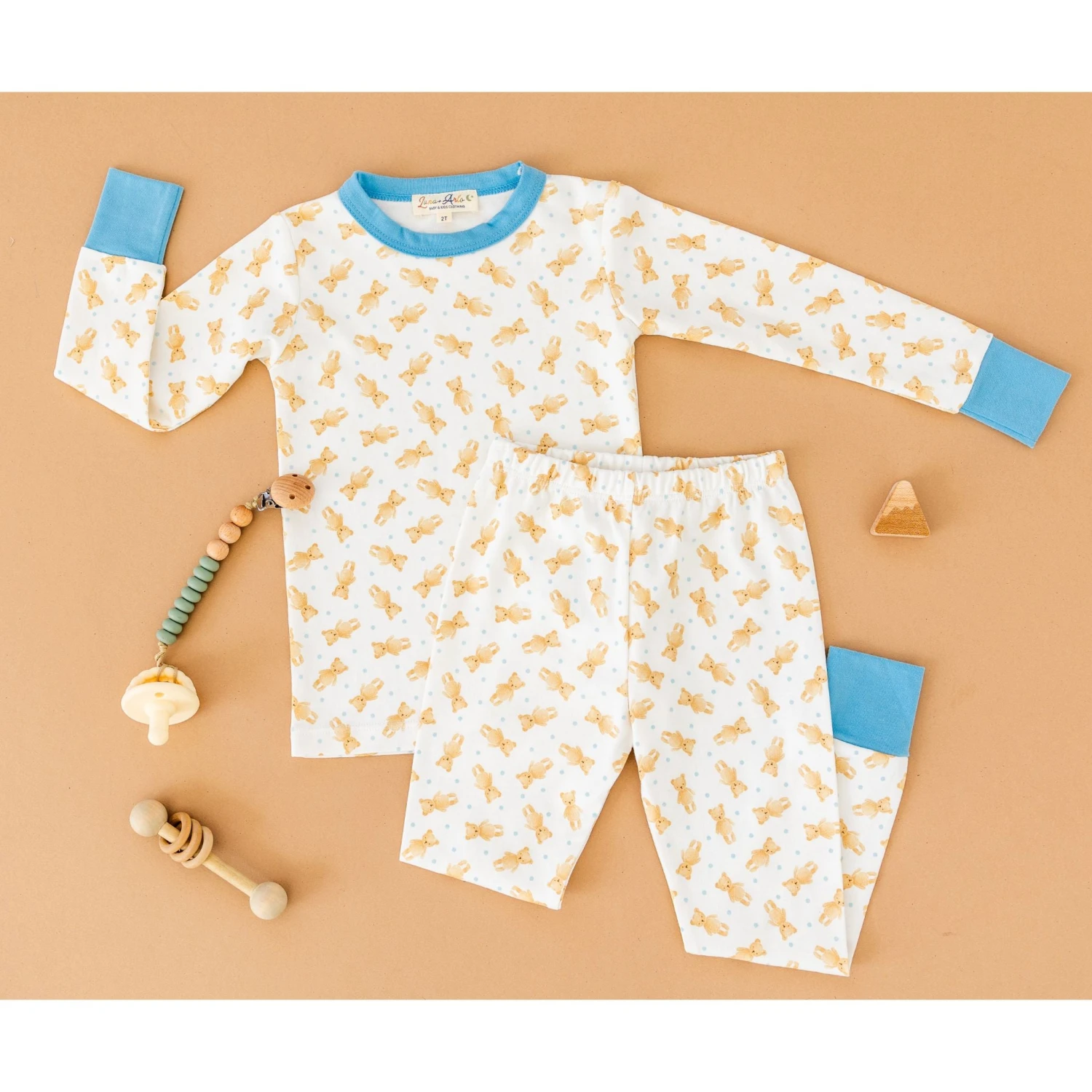 Teddy Long Pajamas - Blue By Luna And Arlo 3 Teddy Long Pajamas - Blue By Luna And Arlo - Image 3