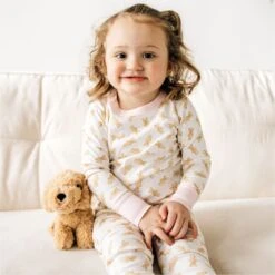 Teddy Long Pajamas - Pink By Luna And Arlo